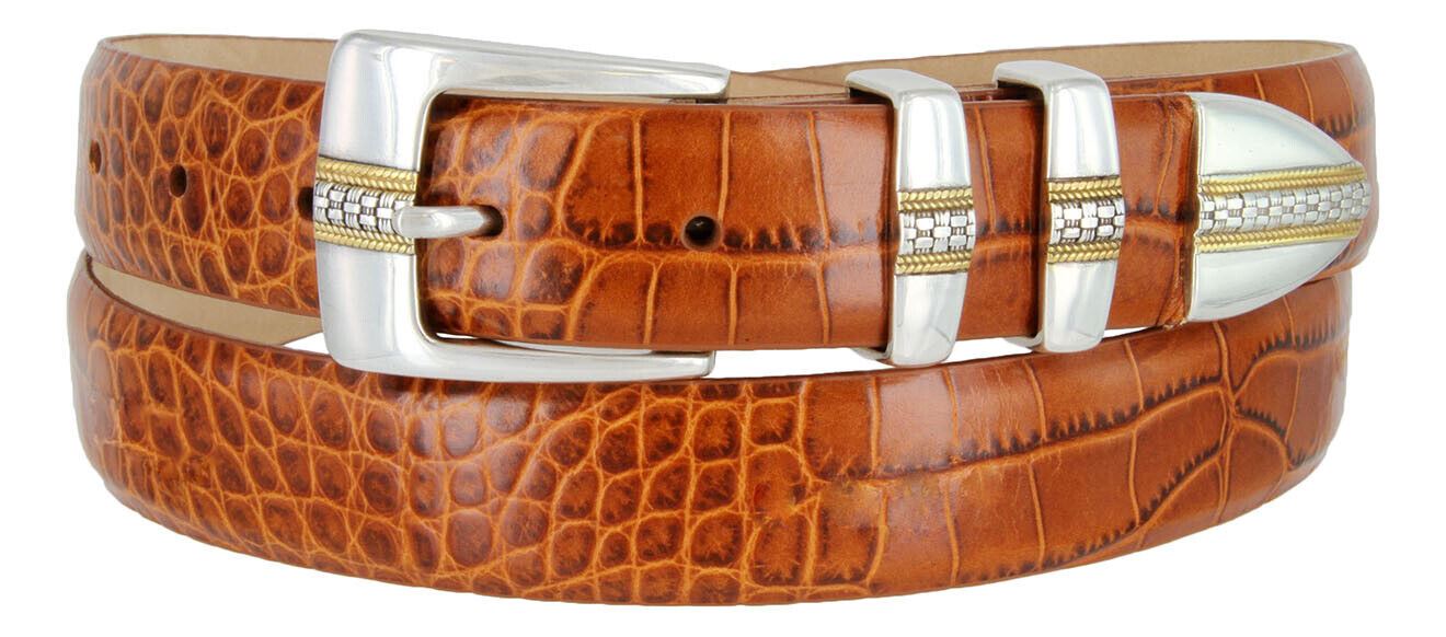Milan Men's Belt Genuine Full-Grain Cowhide Leather Designer Dress Belt 1-1/8" - Picture 8 of 15