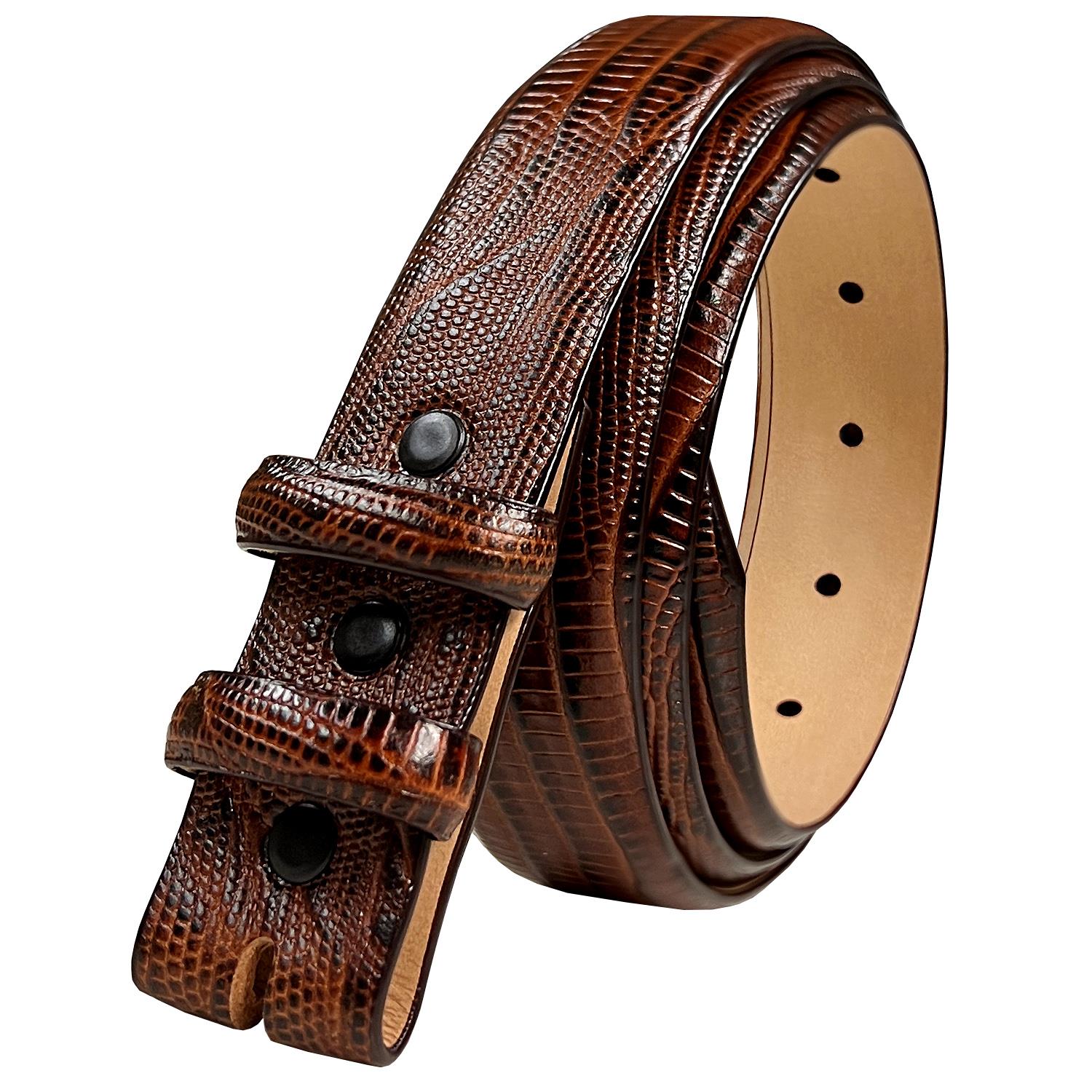 Genuine Full-Grain Cowhide Leather Dress Belt Strap with Snaps 1-1/8"(30mm) Wide - Picture 17 of 23