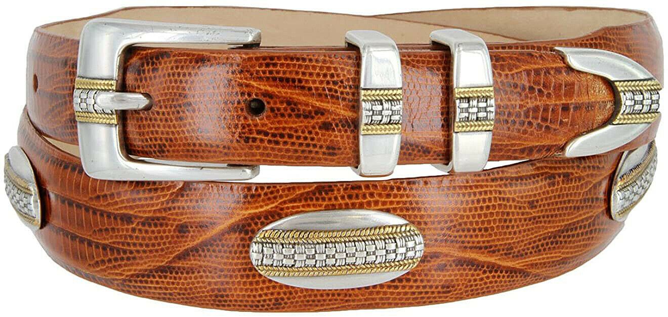 Gold St. Andrews Genuine Full-Grain Cowhide Leather Golf Dress Belt with Conchos - Picture 10 of 12