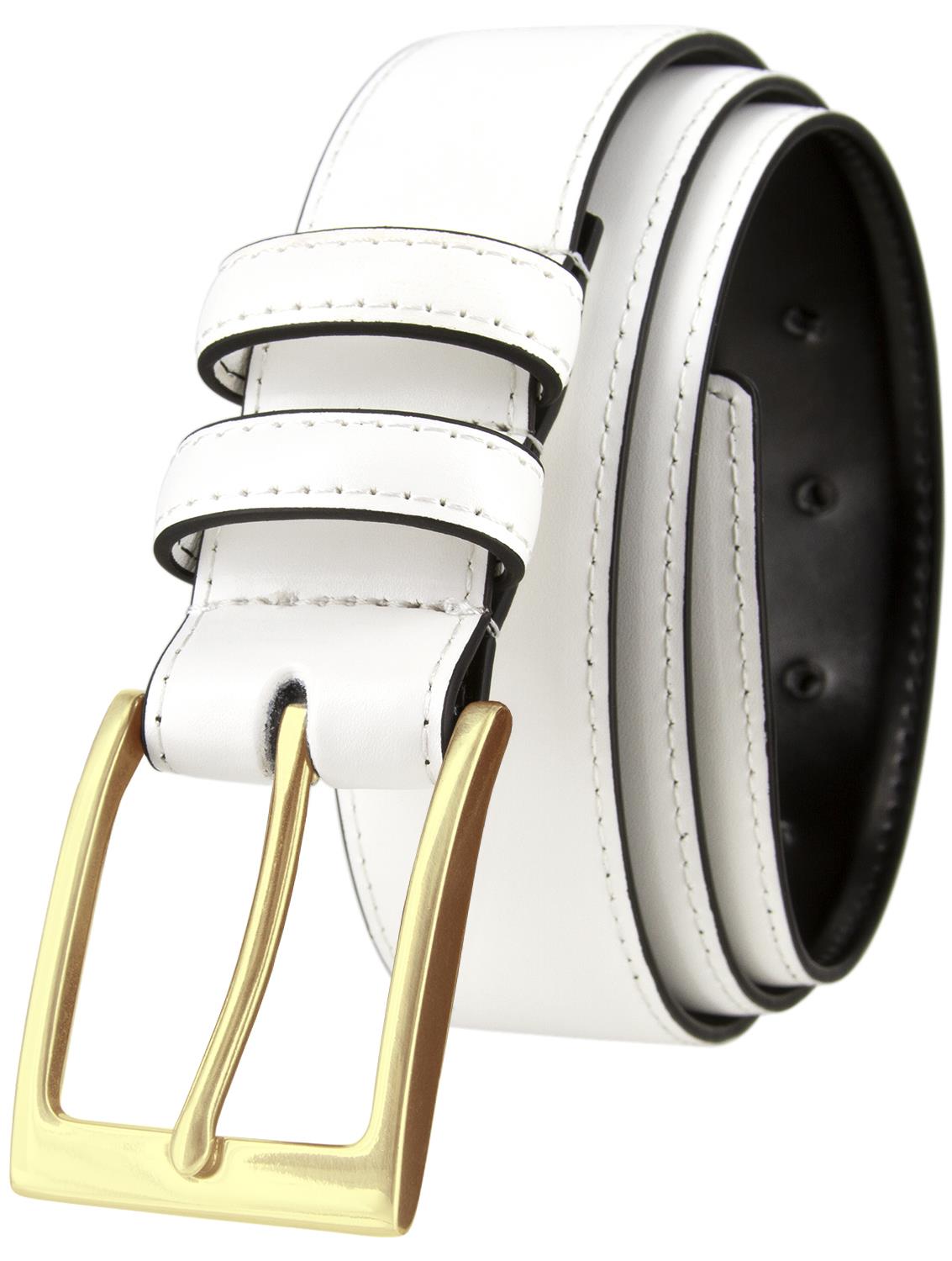 Men's Belt Classic Gold Buckle Genuine Leather Dress Belt 1-3/8"(35mm) Wide - Picture 14 of 14