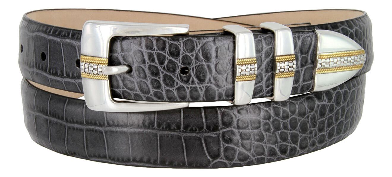 Milan Men's Belt Genuine Full-Grain Cowhide Leather Designer Dress Belt 1-1/8" - Picture 6 of 15