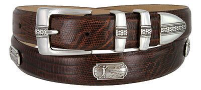 Golf of Scottsdale Men's Genuine Full-Grain Cowhide Leather Concho Dress Belt - Picture 7 of 11