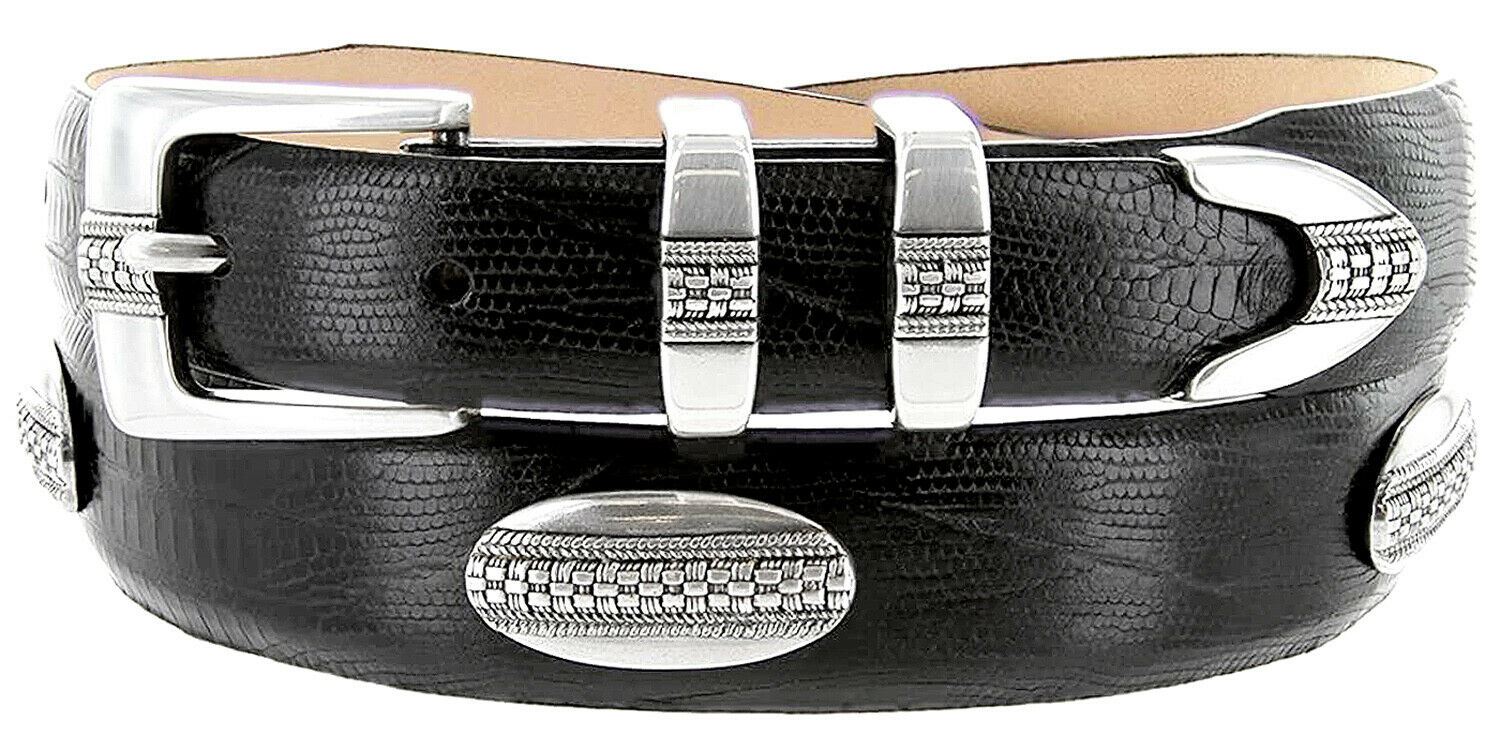Silver St. Andrews Genuine Full-Grain Cowhide Leather Dress Conchos Belt - Picture 8 of 12