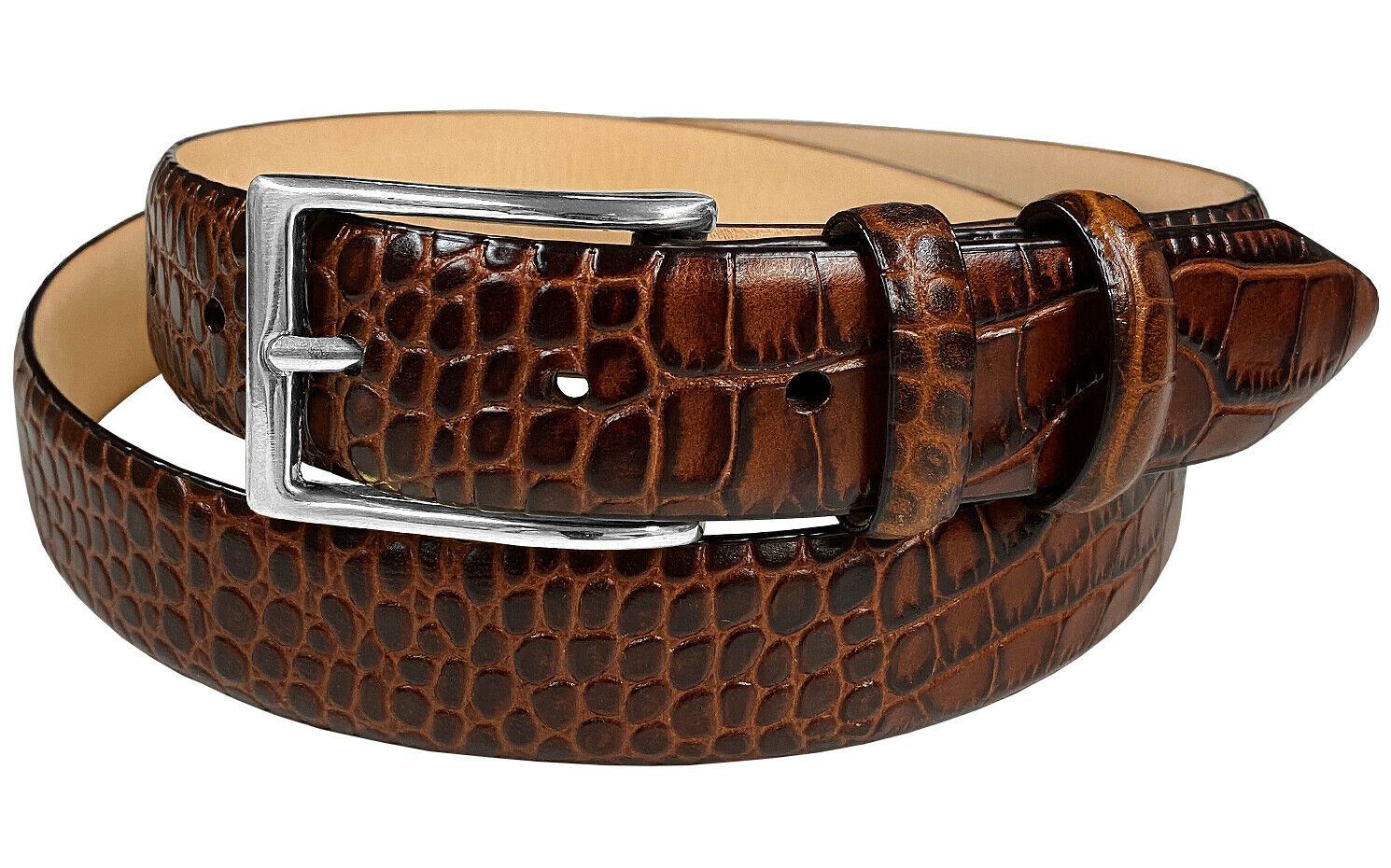 Circles Hand Made Genuine Full Grain Veg Tan Bull Hide Men's Leather Belt Formal