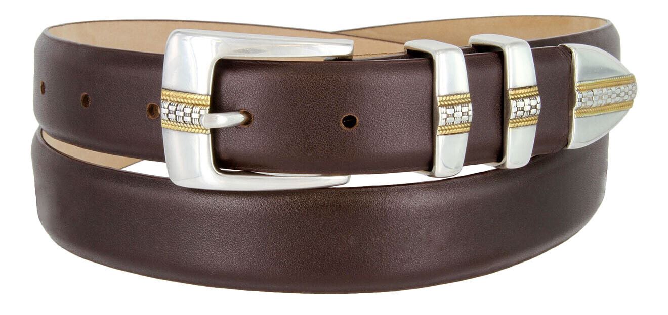 Milan Men's Belt Genuine Full-Grain Cowhide Leather Designer Dress Belt 1-1/8" - Picture 14 of 15