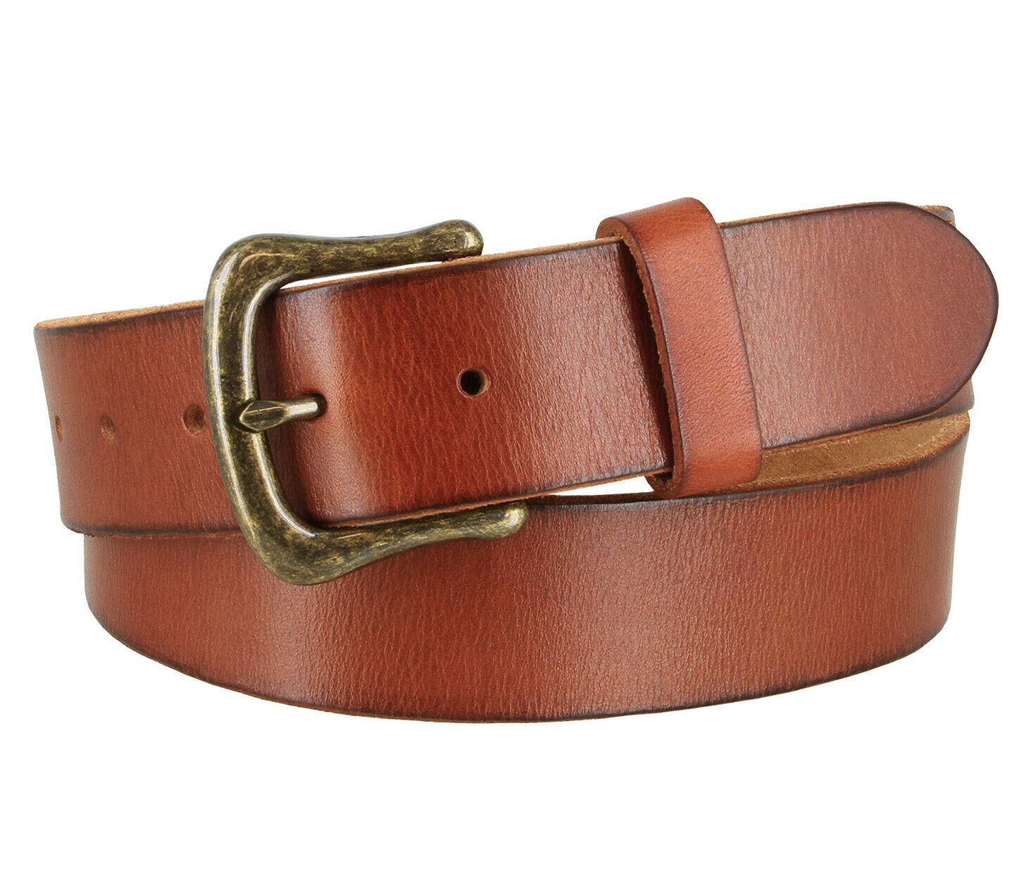 Women's Full Grain Casual Leather Belt Antique Solid Brass Buckle 1-1/2" wide - Picture 10 of 10