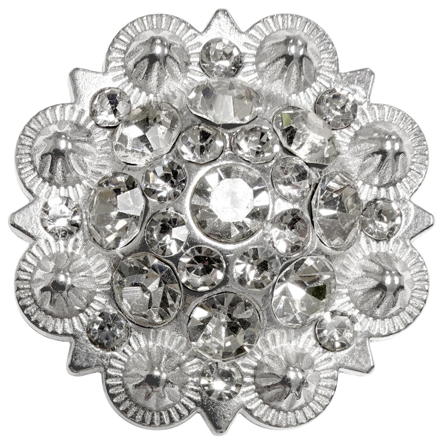 Rhinestone Conchos 1-1/2" Scalloped Edge Engraved Concho Screwback