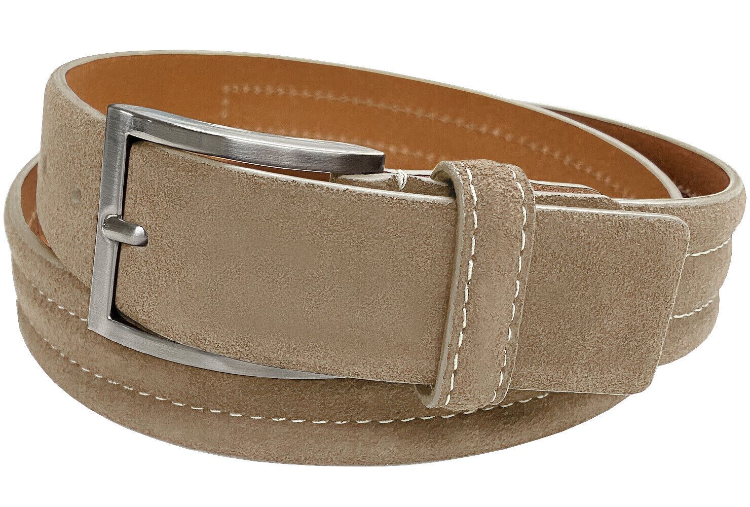 Men's Golf Genuine Suede Casual Dress Leather Belt 1-3/8" (35mm) Wide