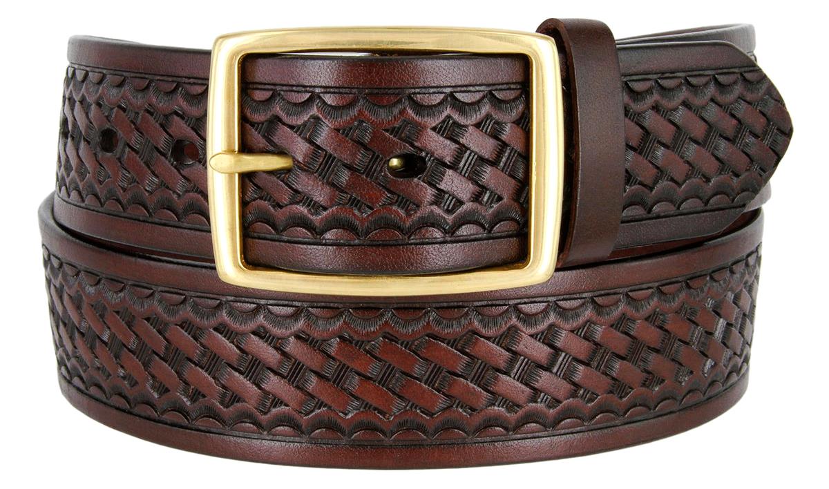 Men's Basketweave Genuine One Piece Leather Utility Uniform Work Belt 1.75 Inch - Picture 8 of 9