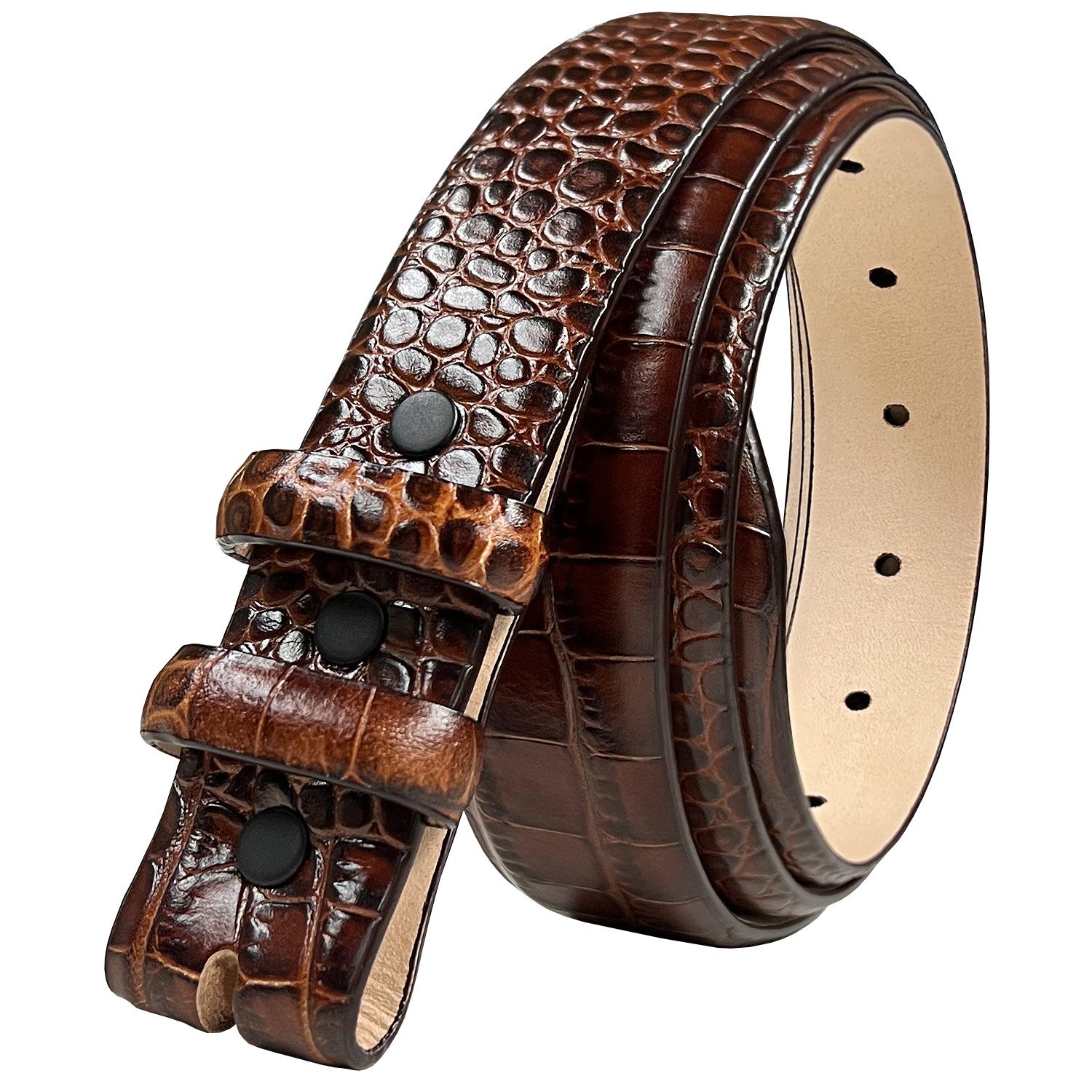Genuine Full-Grain Cowhide Leather Dress Belt Strap with Snaps 1-1/8"(30mm) Wide - Picture 12 of 23