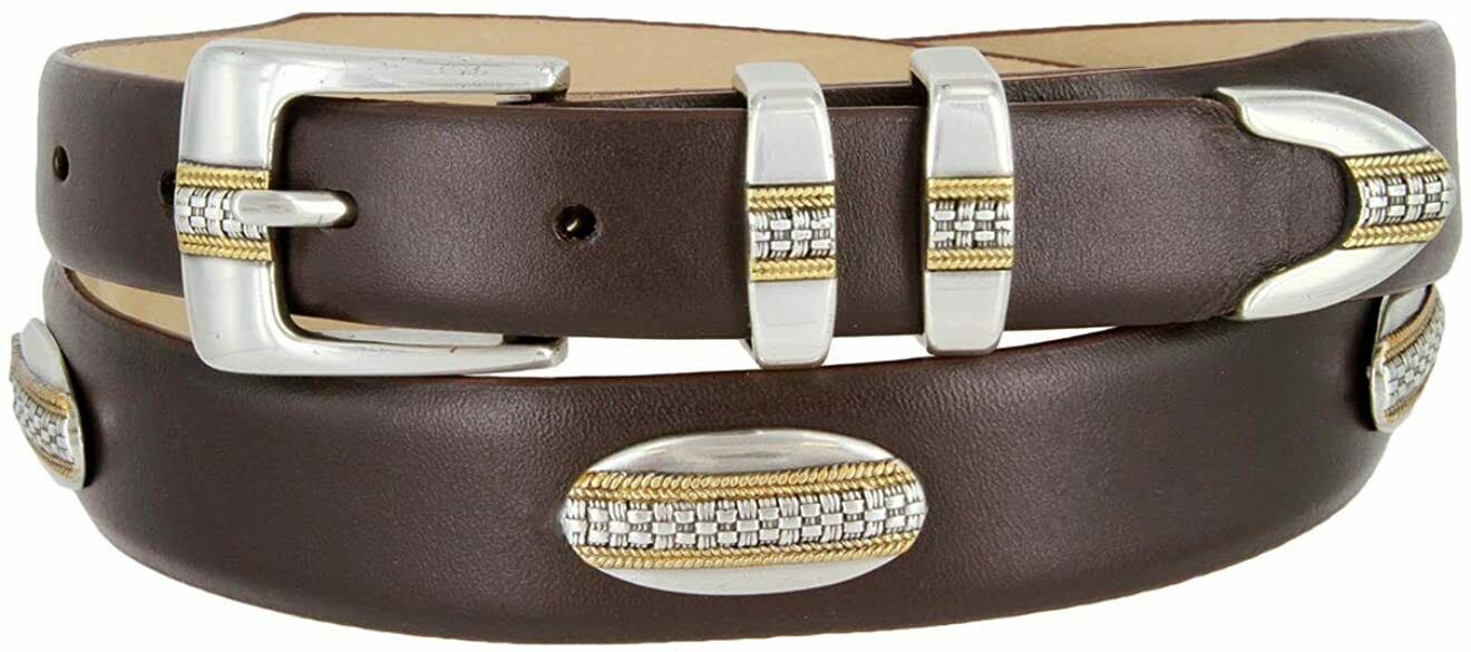 Gold St. Andrews Genuine Full-Grain Cowhide Leather Golf Dress Belt with Conchos - Picture 12 of 12