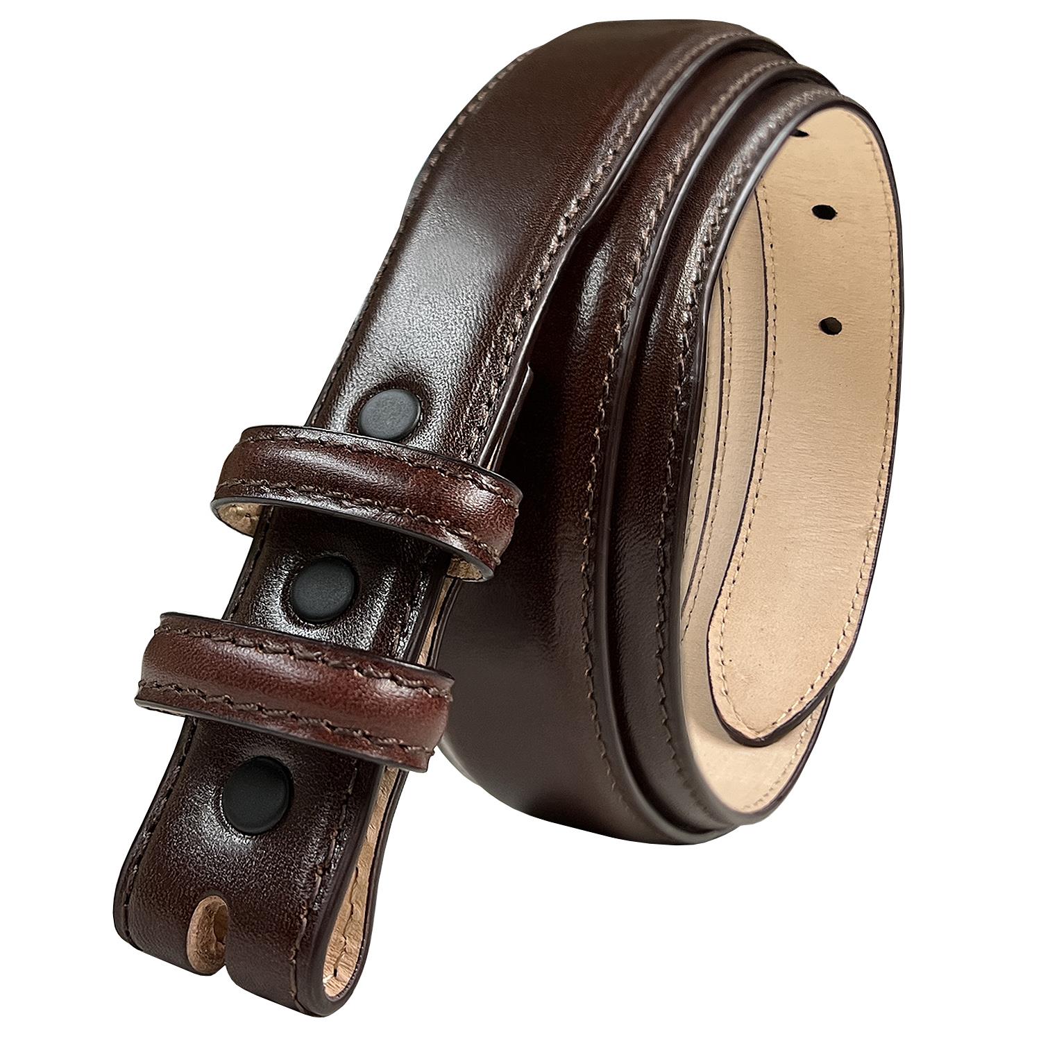 Genuine Full-Grain Cowhide Leather Dress Belt Strap with Snaps Fits 1" Buckle - Picture 19 of 19