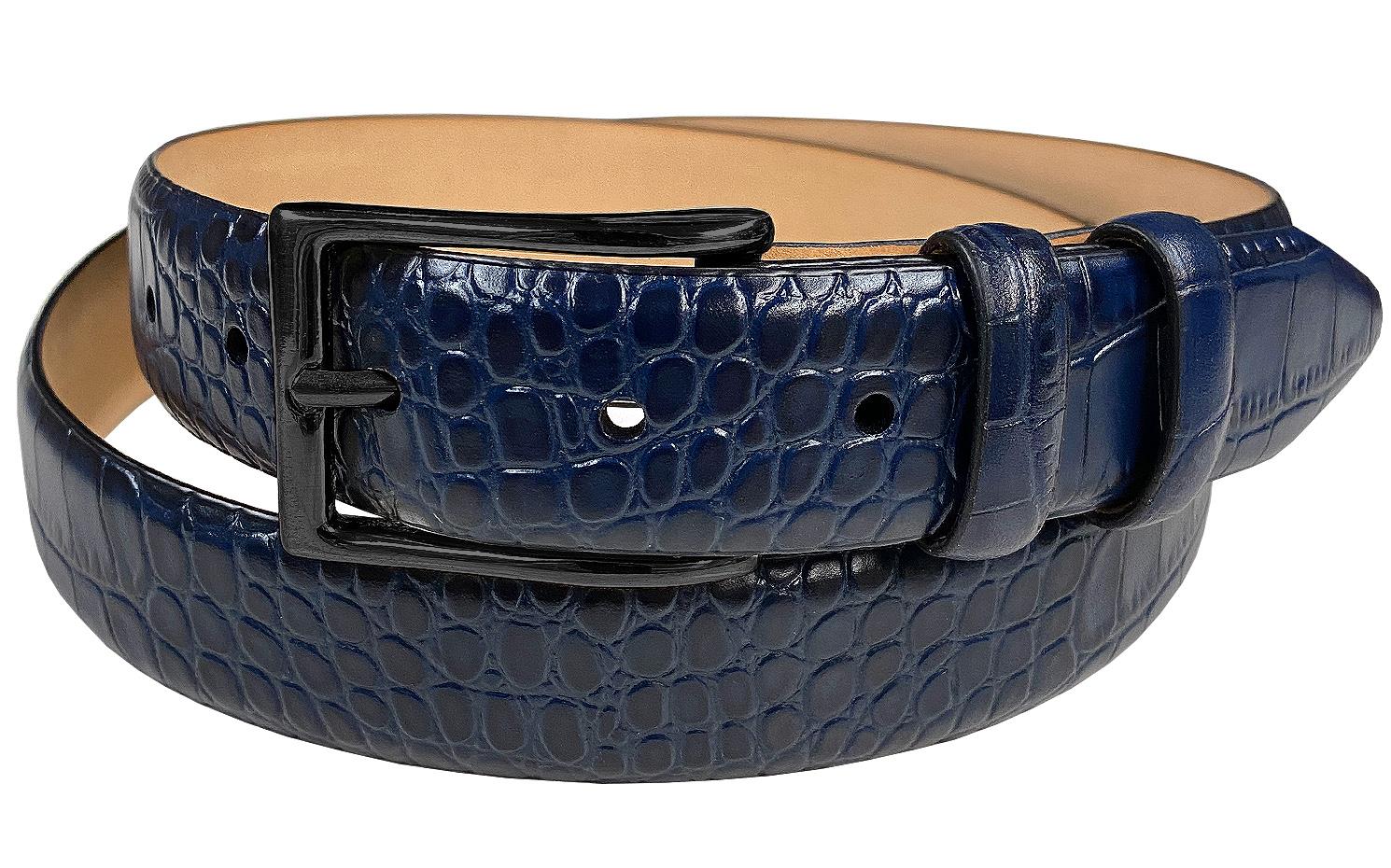 Solid Brass Black Buckle Genuine Full-Grain Cowhide Leather Dress Belt 1-1/8" - Picture 12 of 21