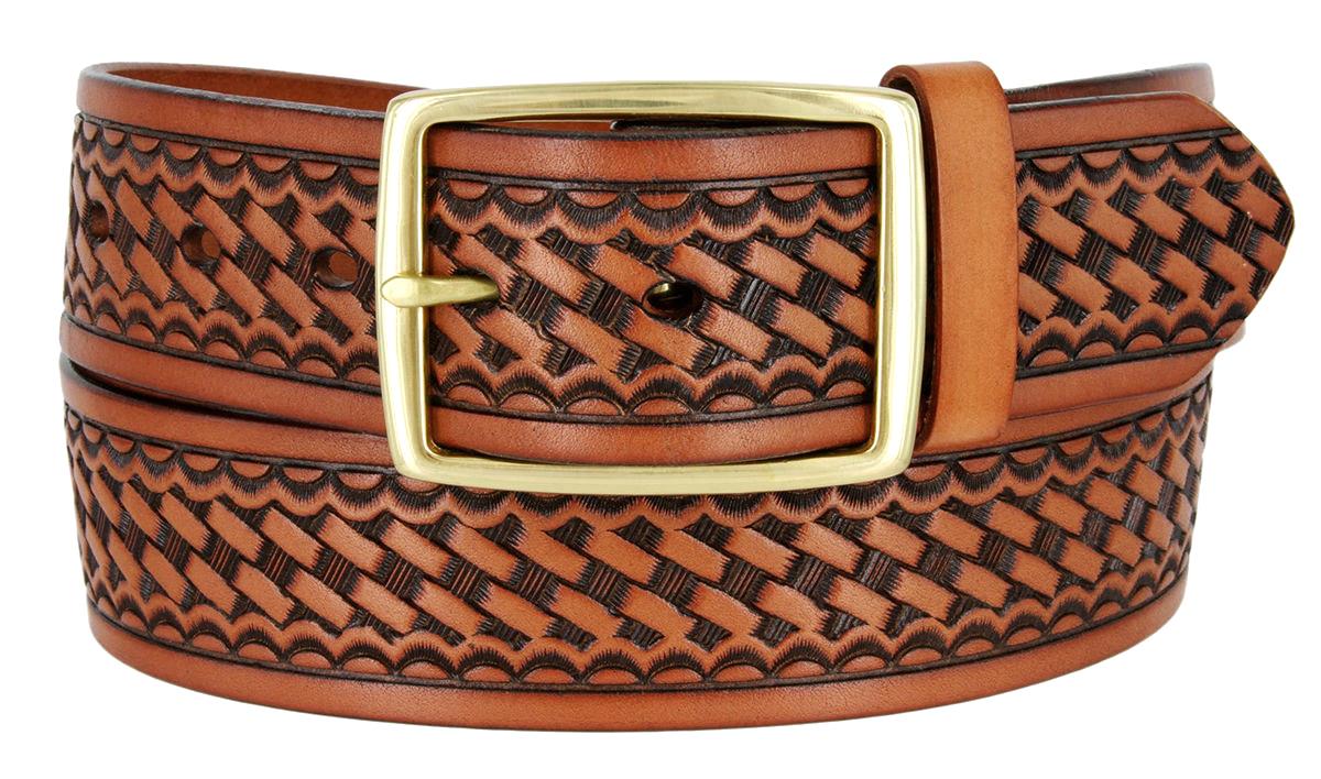 Men's Basketweave Genuine One Piece Leather Utility Uniform Work Belt 1.75 Inch - Picture 9 of 9