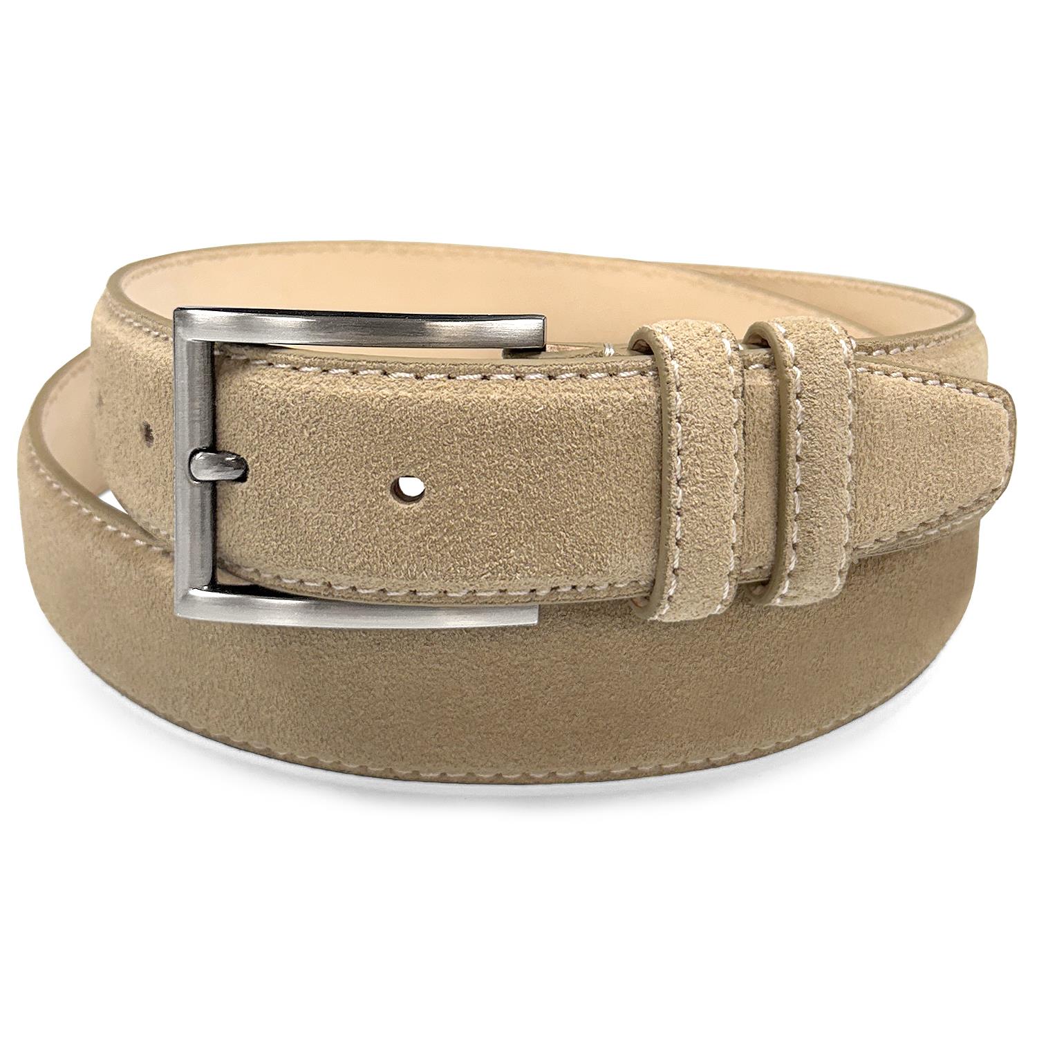 Men's Suede Belt Genuine Leather Classic Casual Dress Belt 1-3/8"(35mm) Wide - Picture 18 of 24