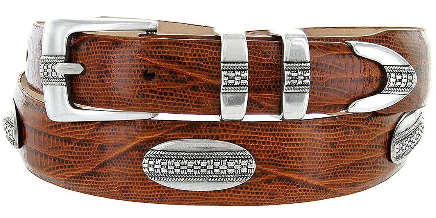 Silver St. Andrews Genuine Full-Grain Cowhide Leather Dress Conchos Belt - Picture 10 of 12