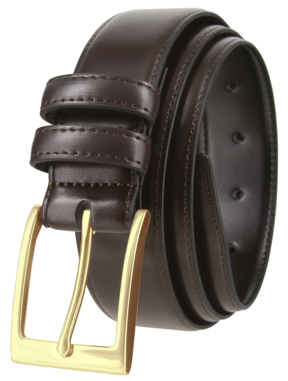 Men's Belt Classic Gold Buckle Genuine Leather Dress Belt 1-3/8"(35mm) Wide - Picture 10 of 14