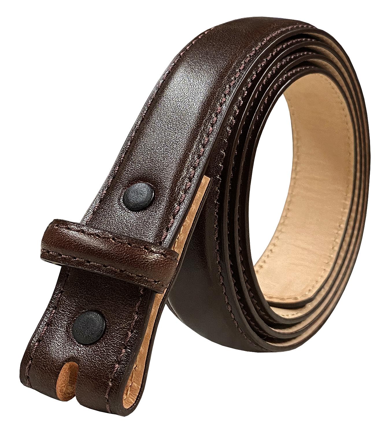 Genuine Full-Grain Cowhide Leather Dress Belt Strap with Snaps 1"(25mm) Wide - Picture 13 of 17