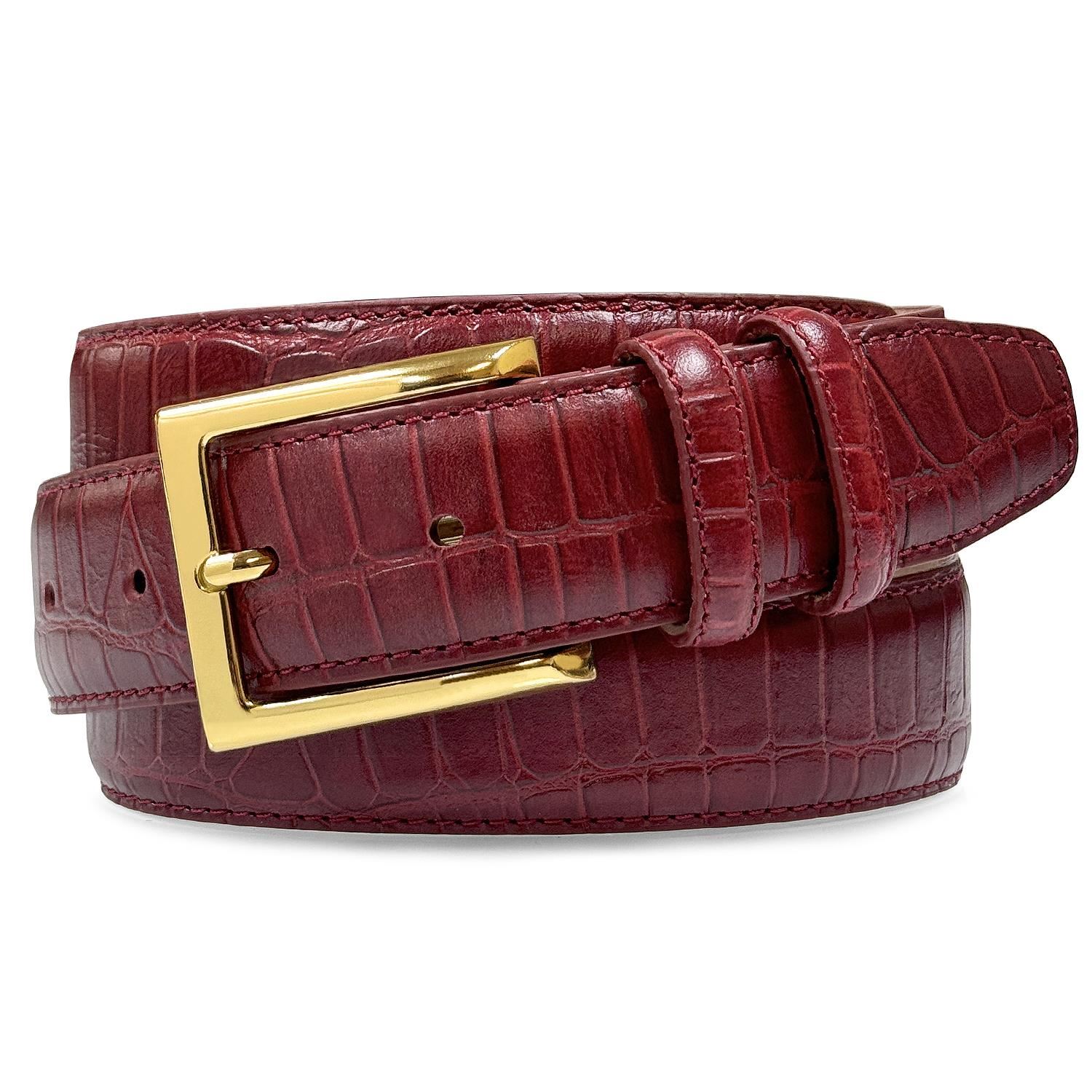 Men's Gold Buckle Genuine Leather Alligator Embossed Dress Belt 1-3/8" Wide - Picture 10 of 10