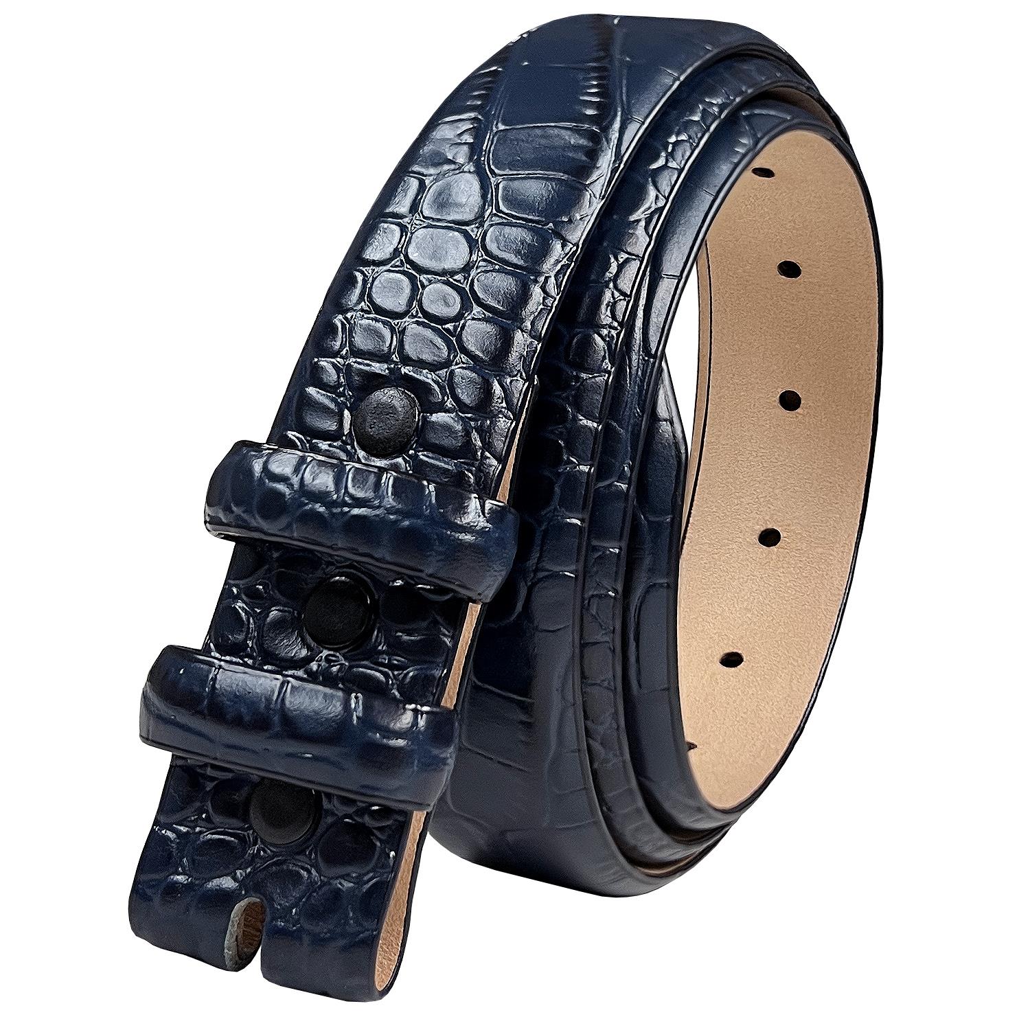 Genuine Full-Grain Cowhide Leather Dress Belt Strap with Snaps 1-1/8"(30mm) Wide - Picture 14 of 23