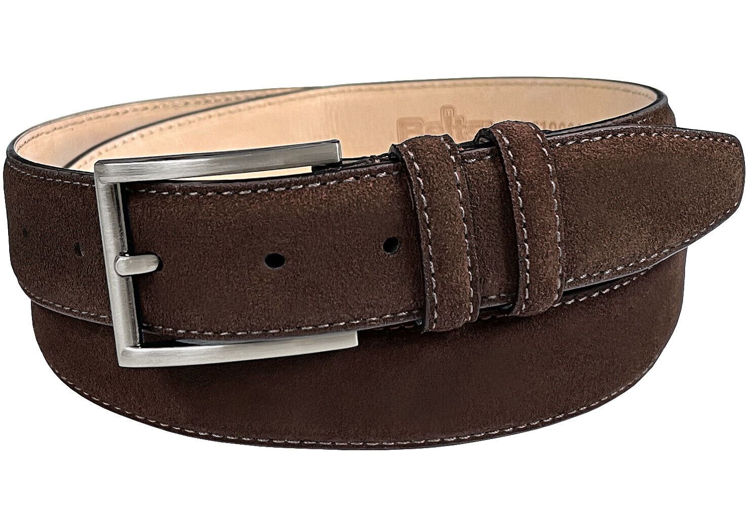 Men's Suede Belt Genuine Leather Classic Casual Dress Belt 1-3/8"(35mm) Wide - Picture 12 of 24