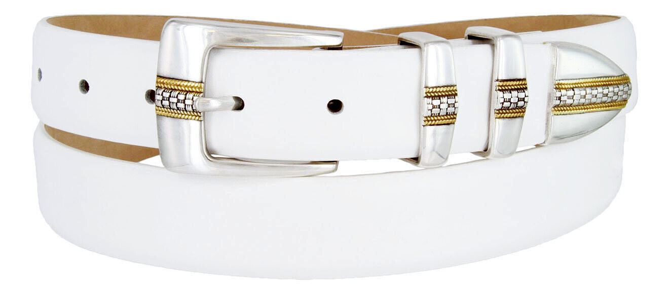 Milan Men's Belt Genuine Full-Grain Cowhide Leather Designer Dress Belt 1-1/8" - Picture 15 of 15