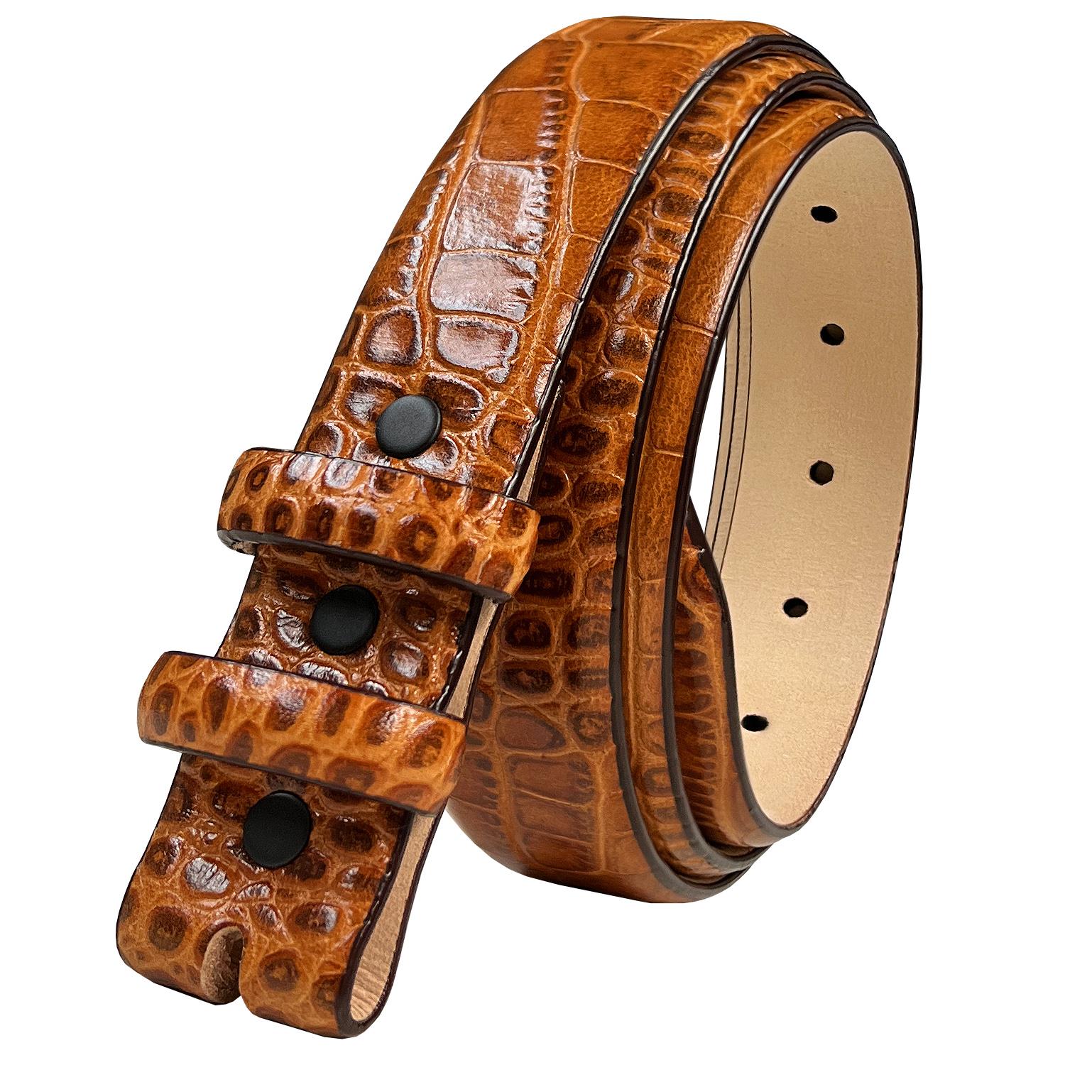 Genuine Full-Grain Cowhide Leather Dress Belt Strap with Snaps 1-1/8"(30mm) Wide - Picture 15 of 23