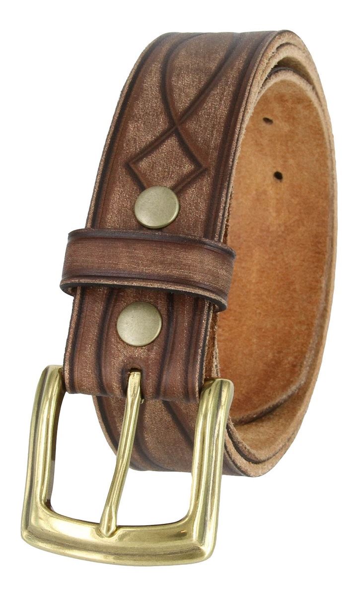 genuine leather tooled figure8 casual jean belt 1