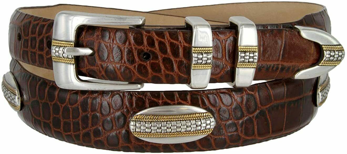 Gold St. Andrews Genuine Full-Grain Cowhide Leather Golf Dress Belt with Conchos - Picture 4 of 12