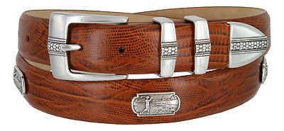Golf of Scottsdale Men's Genuine Full-Grain Cowhide Leather Concho Dress Belt - Picture 8 of 11