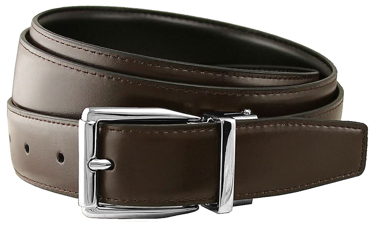Classic Buckle Reversible Belt Genuine Leather Dress Casual Belt 1-1/8" Wide - Picture 4 of 13