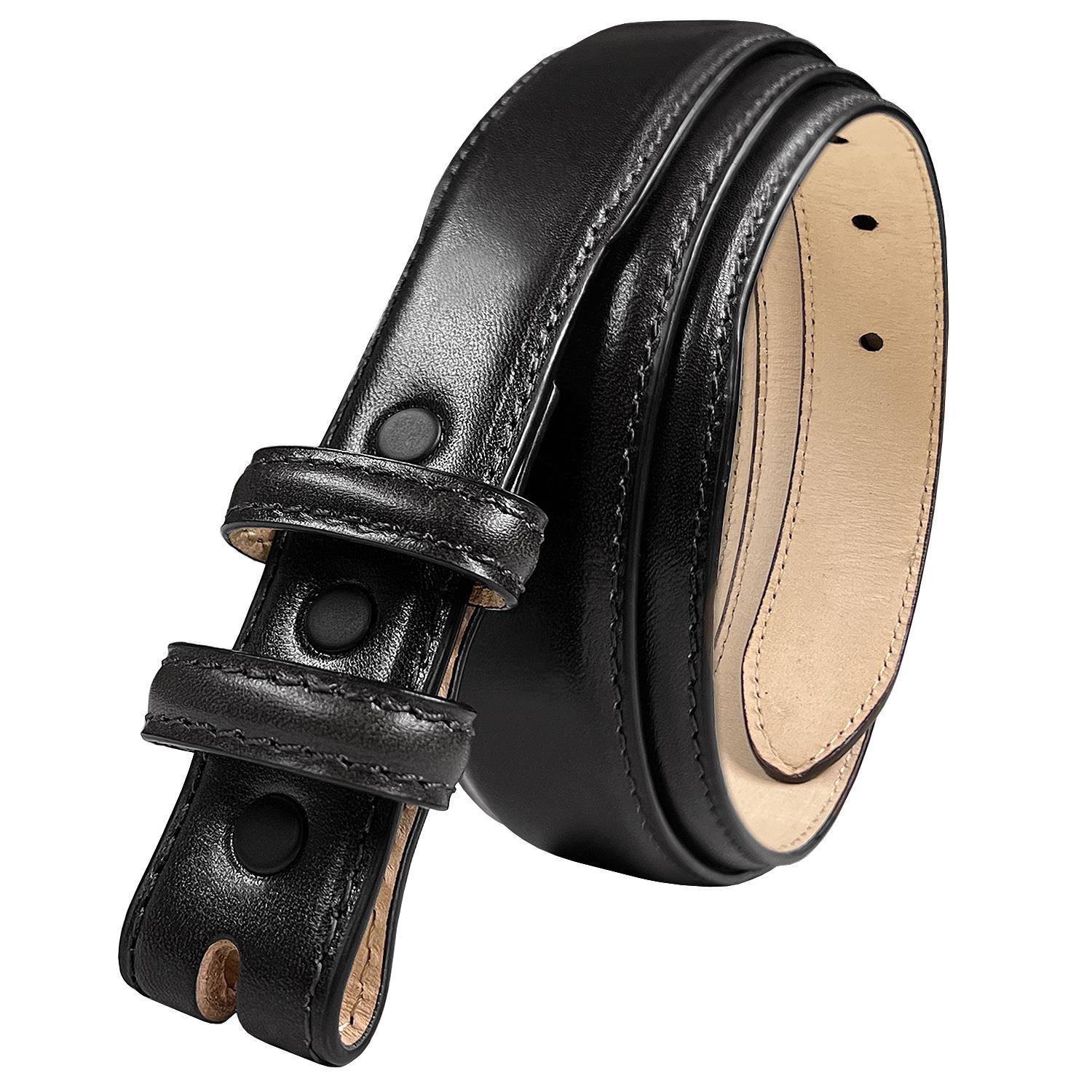 Genuine Full-Grain Cowhide Leather Dress Belt Strap with Snaps Fits 1" Buckle - Picture 18 of 19
