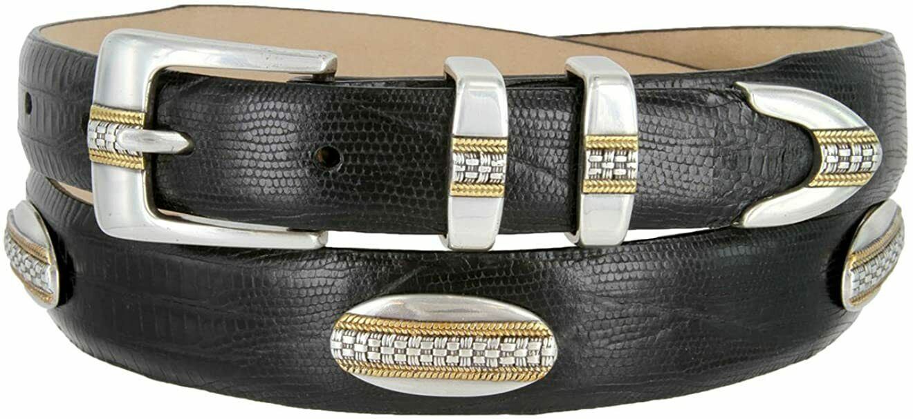 Gold St. Andrews Genuine Full-Grain Cowhide Leather Golf Dress Belt with Conchos - Picture 8 of 12