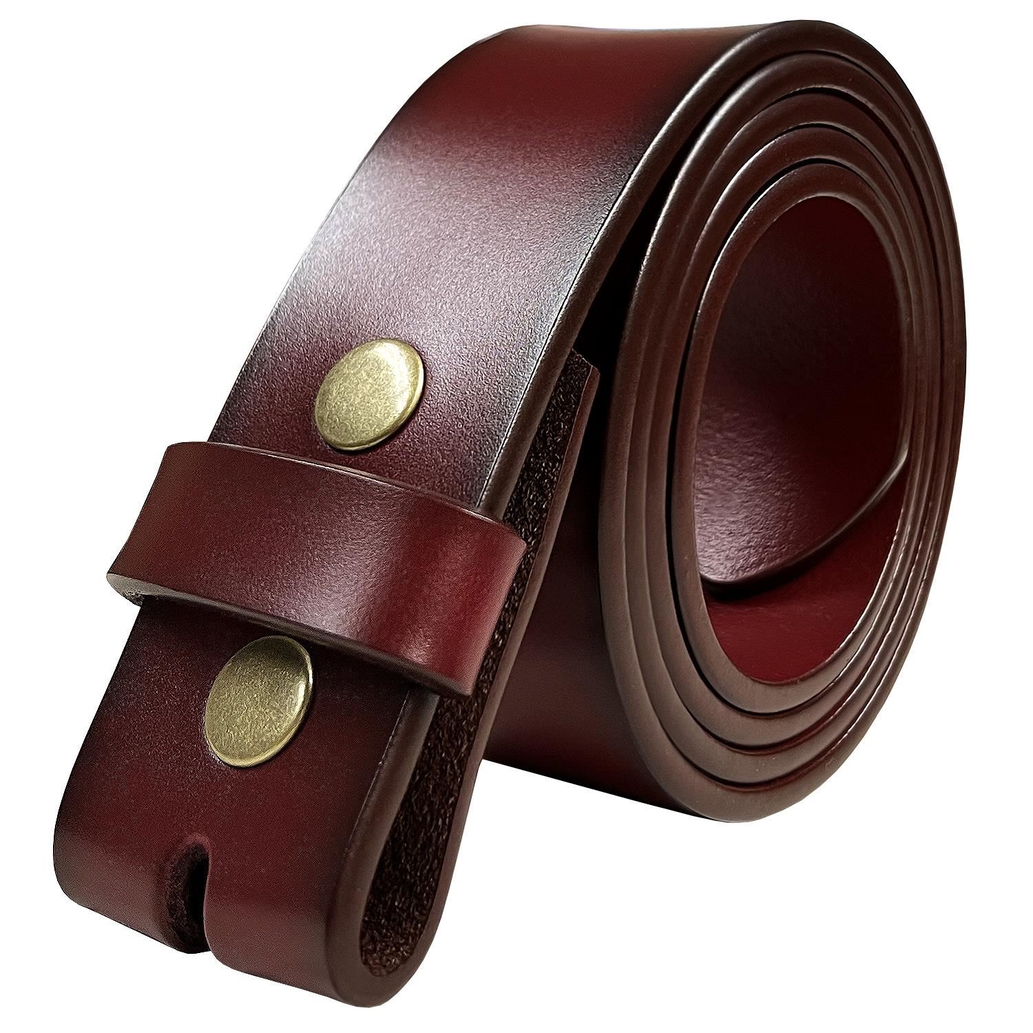 Replacement Belt Strap Genuine Leather Plain Casual Belt Strap with Snaps - Picture 9 of 13