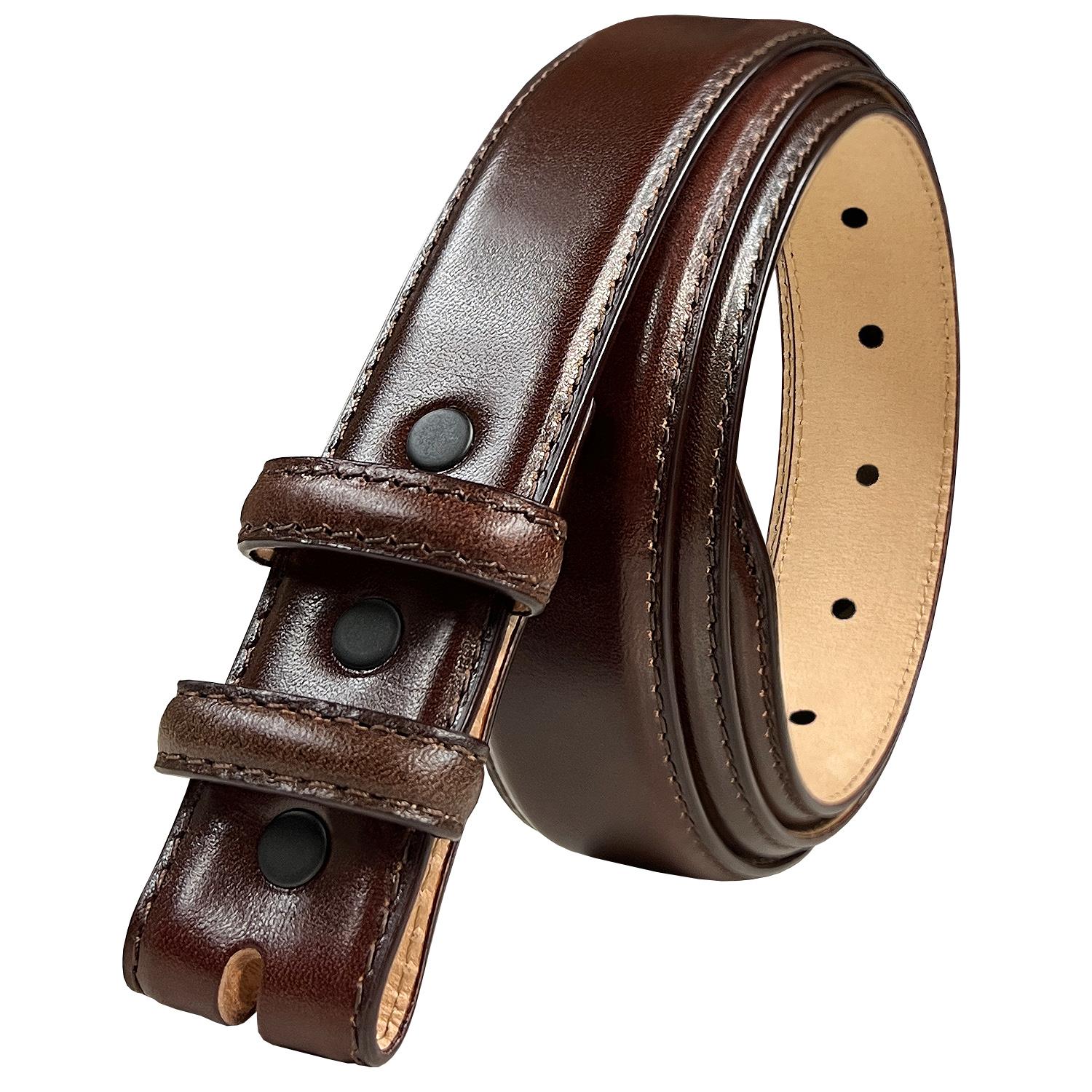 Genuine Full-Grain Cowhide Leather Dress Belt Strap with Snaps 1-1/4"(32mm) Wide - Picture 8 of 8