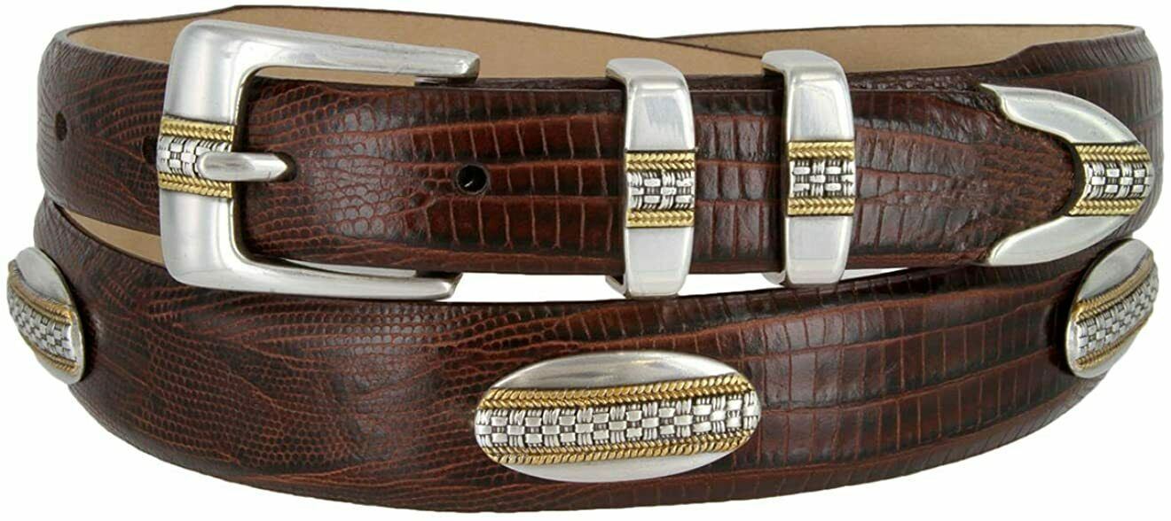 Gold St. Andrews Genuine Full-Grain Cowhide Leather Golf Dress Belt with Conchos - Picture 9 of 12