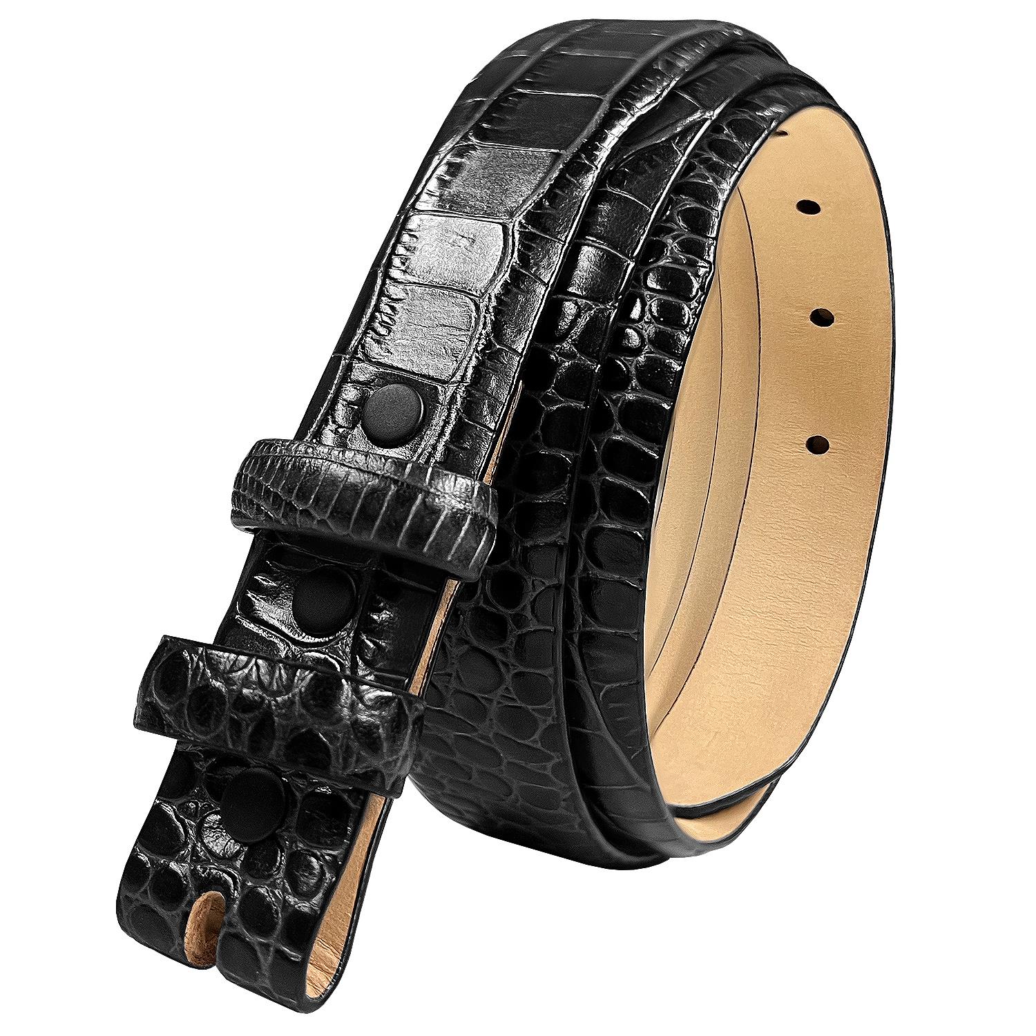 Genuine Full-Grain Cowhide Leather Dress Belt Strap with Snaps Fits 1" Buckle - Picture 9 of 19