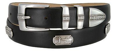 Golf of Scottsdale Men's Genuine Full-Grain Cowhide Leather Concho Dress Belt - Picture 9 of 11