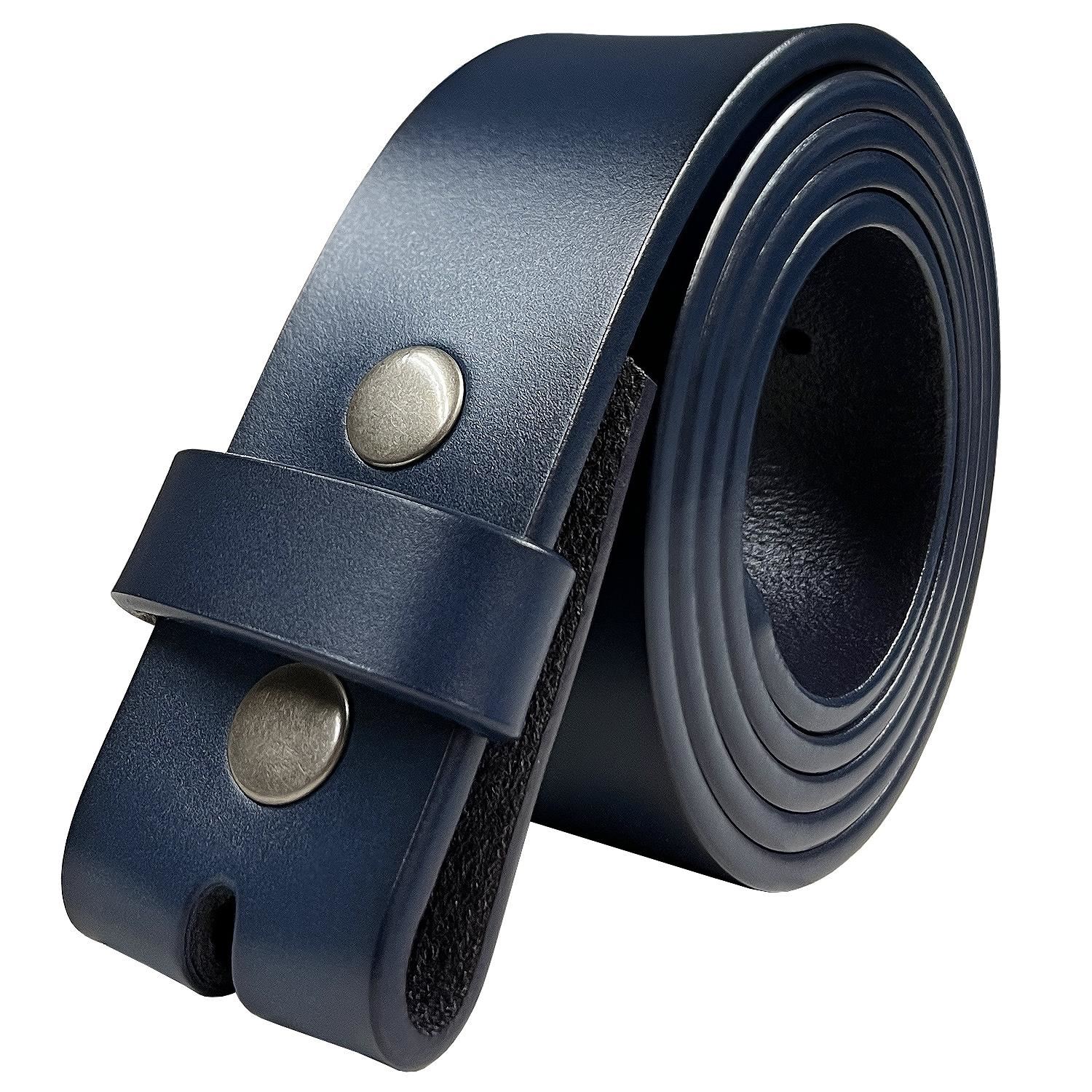 Replacement Belt Strap Genuine Leather Plain Casual Belt Strap with Snaps - Picture 11 of 13