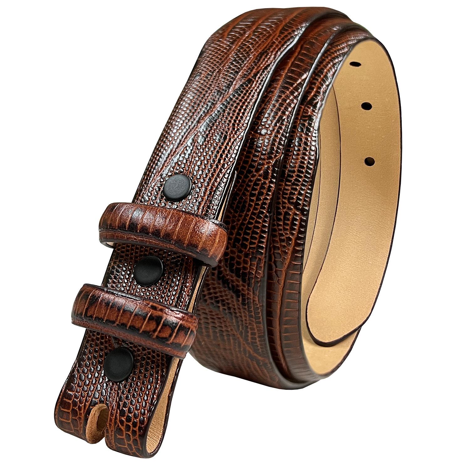 Genuine Full-Grain Cowhide Leather Dress Belt Strap with Snaps Fits 1" Buckle - Picture 16 of 19