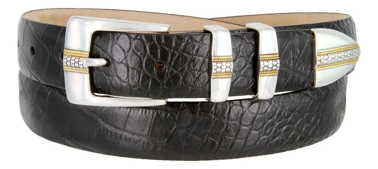 Milan Men's Belt Genuine Full-Grain Cowhide Leather Designer Dress Belt 1-1/8" - Picture 4 of 15