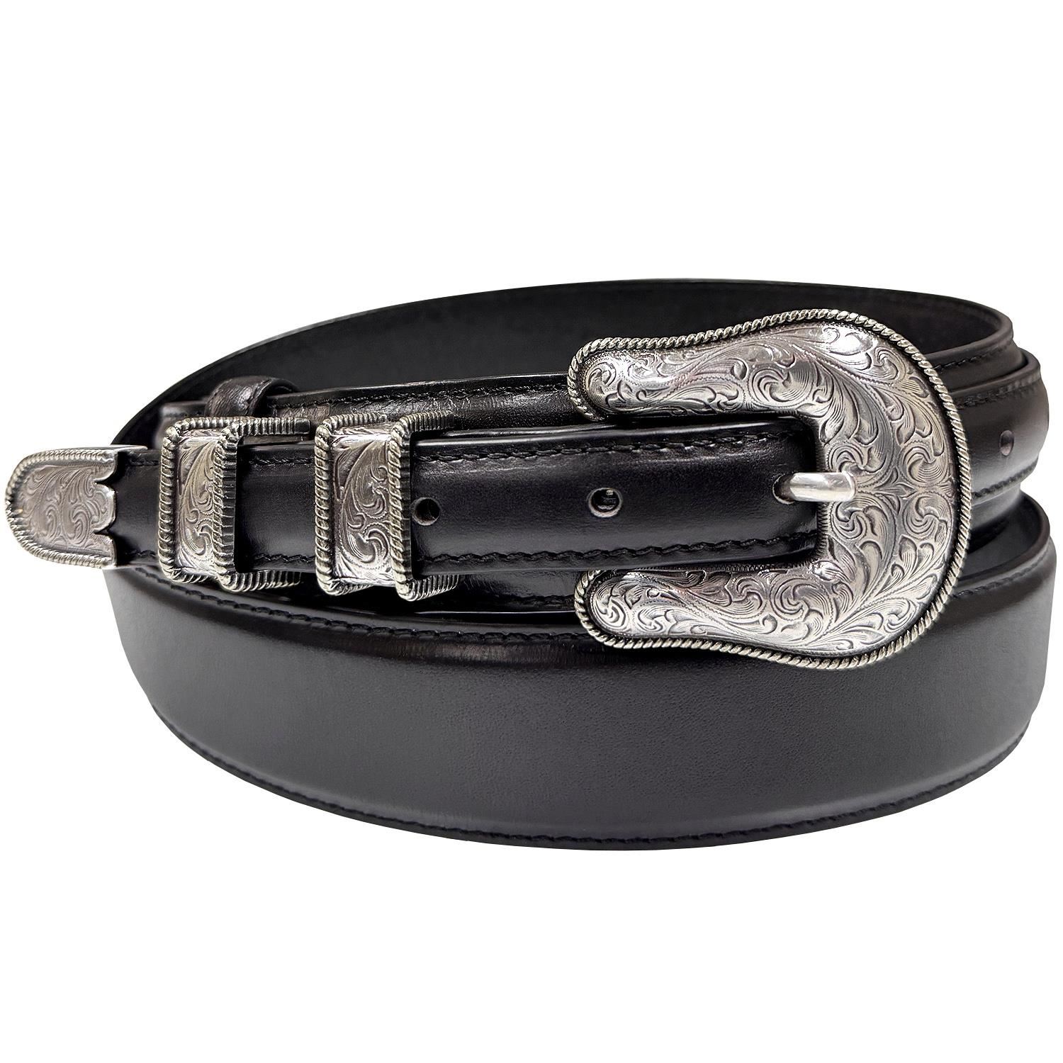 Western Ranger Belt Antique Buckle Set Oil Tanned Genuine Leather Belt