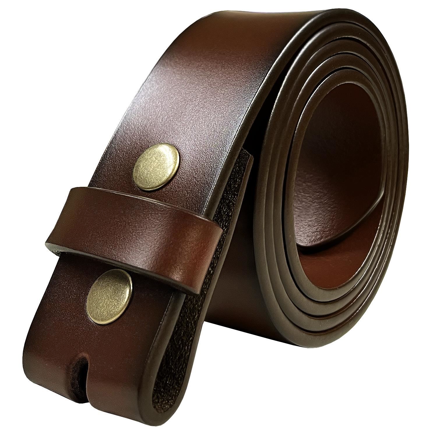 Replacement Belt Strap Genuine Leather Plain Casual Belt Strap with Snaps - Picture 8 of 13