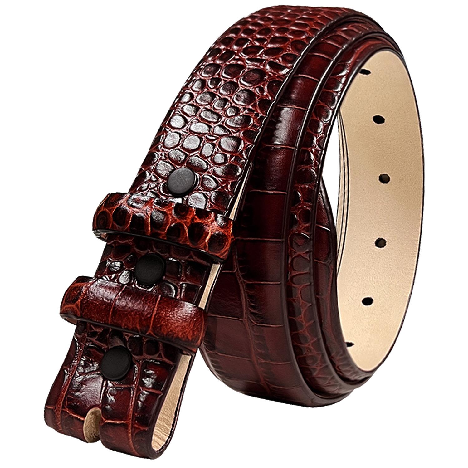Genuine Full-Grain Cowhide Leather Dress Belt Strap with Snaps 1-1/4"(32mm) Wide - Picture 5 of 8