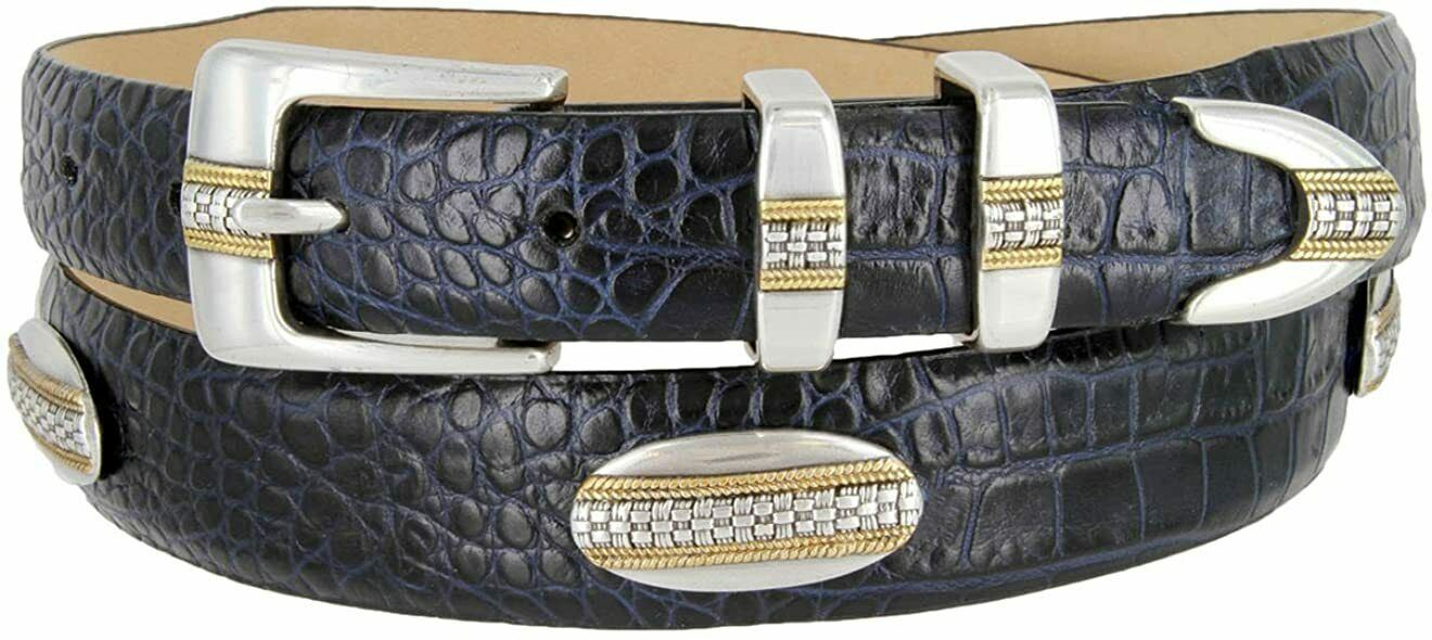Gold St. Andrews Genuine Full-Grain Cowhide Leather Golf Dress Belt with Conchos - Picture 5 of 12