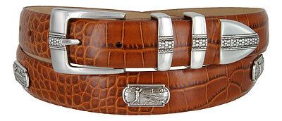 Golf of Scottsdale Men's Genuine Full-Grain Cowhide Leather Concho Dress Belt - Picture 5 of 11