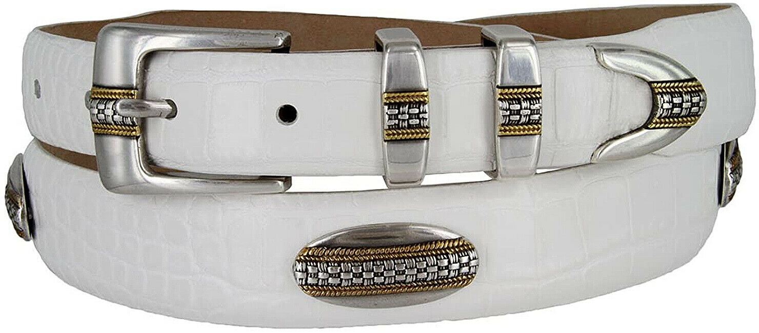 Gold St. Andrews Genuine Full-Grain Cowhide Leather Golf Dress Belt with Conchos - Picture 7 of 12