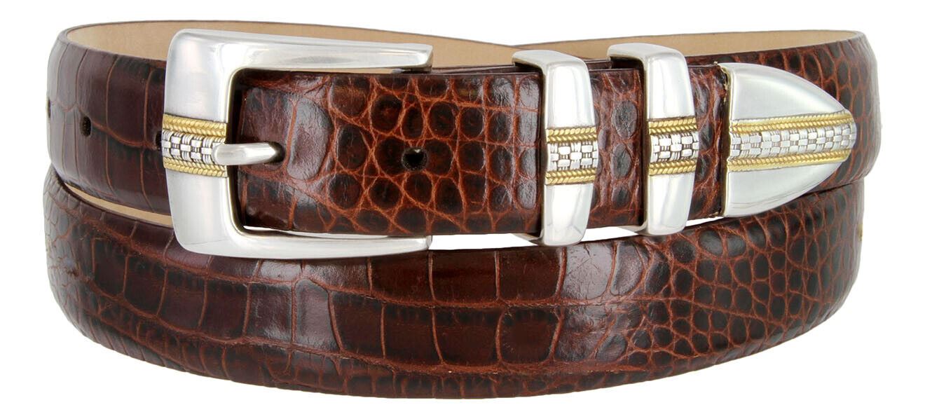 Milan Men's Belt Genuine Full-Grain Cowhide Leather Designer Dress Belt 1-1/8" - Picture 5 of 15