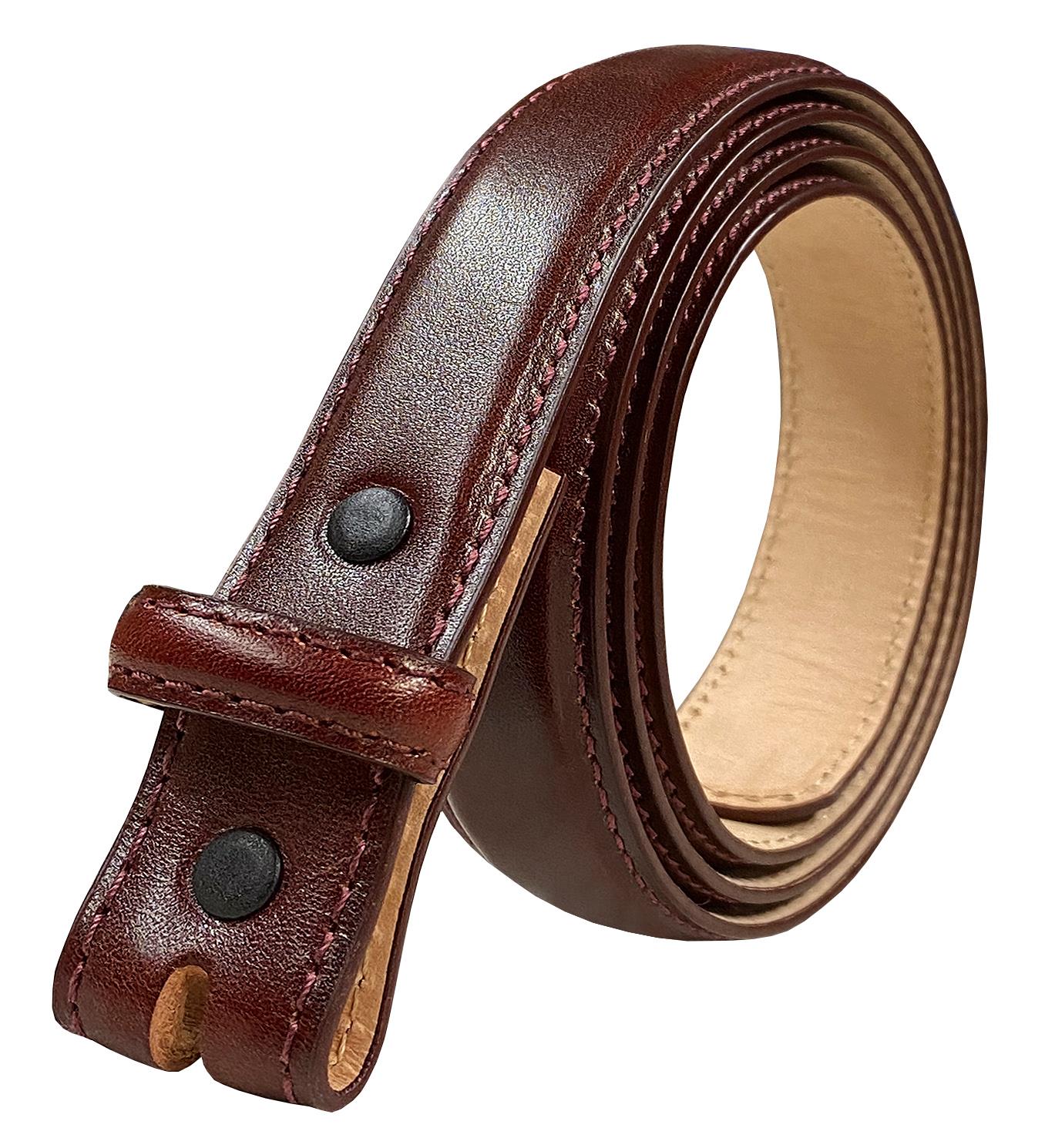 Genuine Full-Grain Cowhide Leather Dress Belt Strap with Snaps 1"(25mm) Wide - Picture 14 of 17