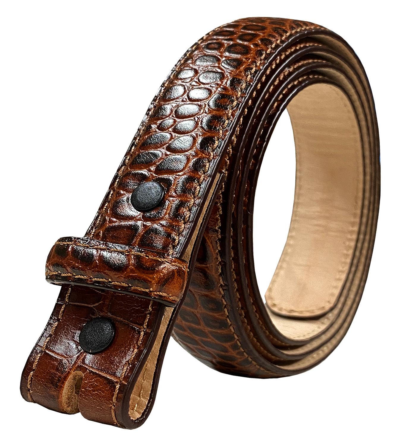Genuine Full-Grain Cowhide Leather Dress Belt Strap with Snaps 1"(25mm) Wide - Picture 9 of 17